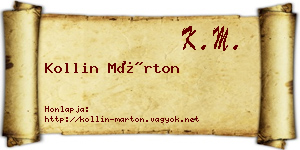 Kollin Márton névjegykártya